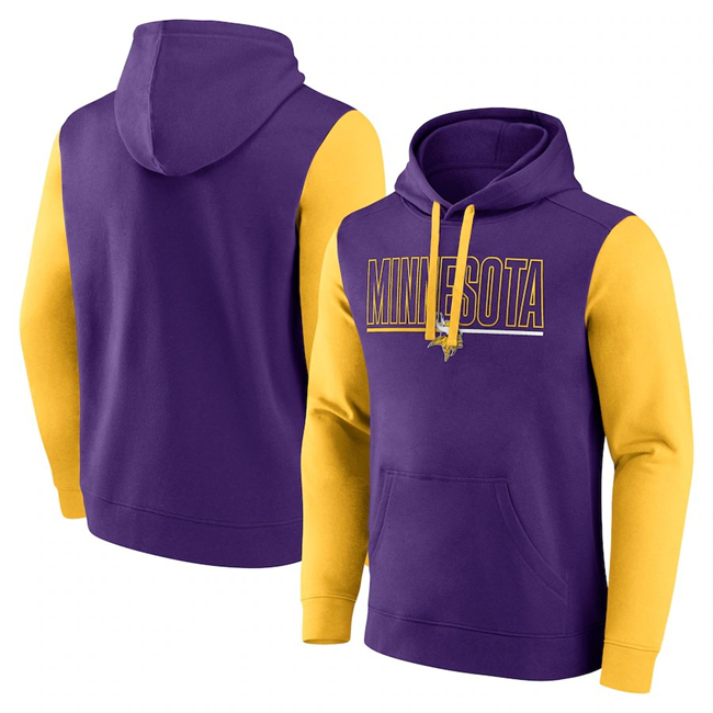 Men's Minnesota Vikings Purple Gold Fleece Pullover Hoodie Men's Minnesota Vikings Purple Gold Fleece Pullover Hoodie