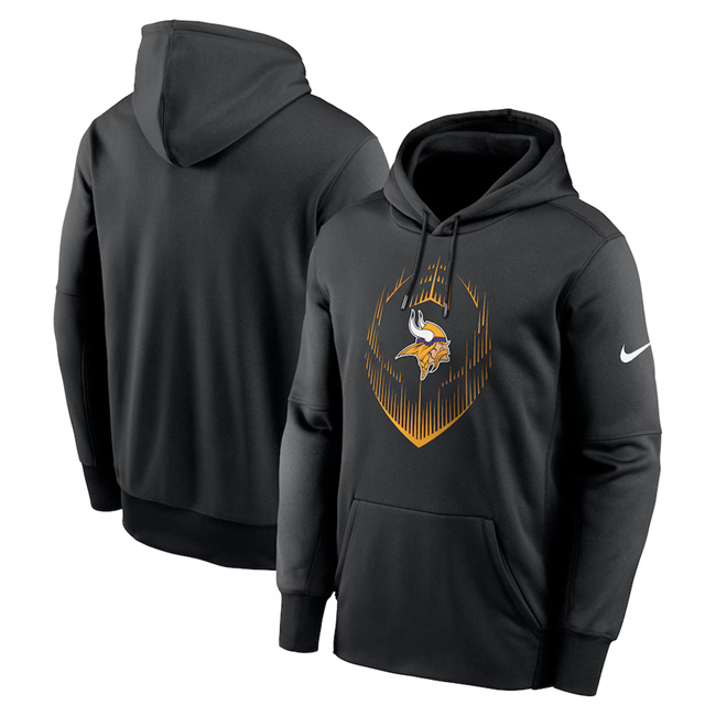 Men's Minnesota Vikings Black Icon Performance Pullover Hoodie Men's Minnesota Vikings Black Icon Performance Pullover Hoodie