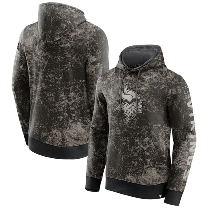 Men's Minnesota Vikings Black Gray Blackout Tonal Pullover Hoodie Men's Minnesota Vikings Black Gray Blackout Tonal Pullover Hoodie