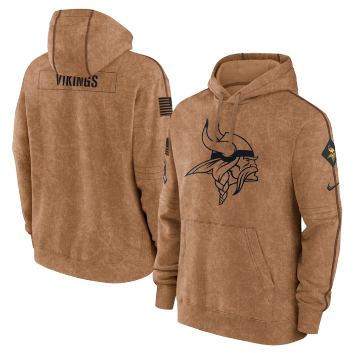 Men's Minnesota Vikings 2023 Brown Salute To Service Pullover Hoodie Men's Minnesota Vikings 2023 Brown Salute To Service Pullover Hoodie