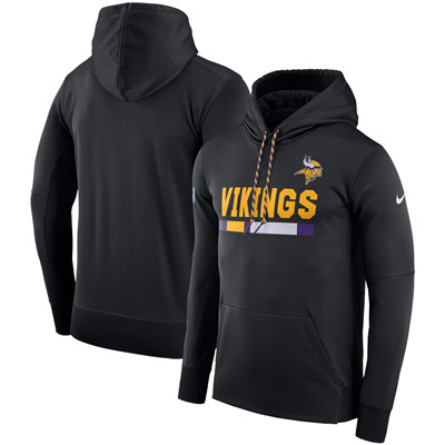 Men's Minnesota Vikings Nike Black Sideline Team Name Performance Pullover Hoodie Men's Minnesota Vikings Nike Black Sideline Team Name Performance Pullover Hoodie