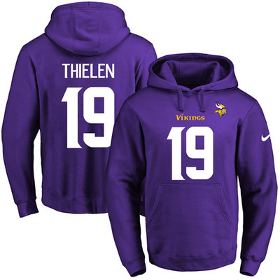 Nike Vikings #19 Adam Thielen Purple Name & Number Pullover NFL Hoodie Nike Vikings #19 Adam Thielen Purple Name & Number Pullover NFL Hoodie