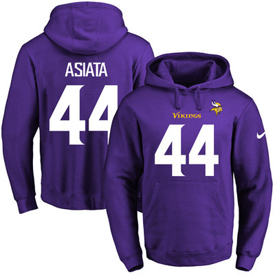 Nike Vikings #44 Matt Asiata Purple Name & Number Pullover NFL Hoodie Nike Vikings #44 Matt Asiata Purple Name & Number Pullover NFL Hoodie