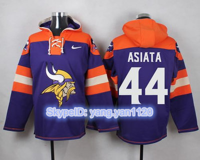 Nike Vikings #44 Matt Asiata Purple Player Pullover NFL Hoodie