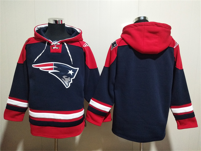 Men's New England Patriots Blank Navy Ageless Must-Have Lace-Up Pullover Hoodie Men's New England Patriots Blank Navy Ageless Must-Have Lace-Up Pullover Hoodie