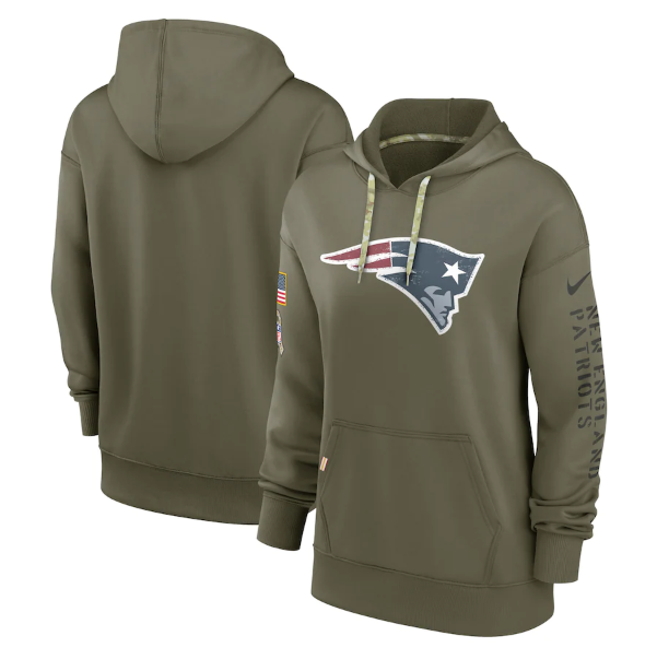 Women's New England Patriots 2022 Olive Salute To Service Therma Performance Pullover Hoodie(Run Small) Women's New England Patriots 2022 Olive Salute To Service Therma Performance Pullover Hoodie(Run Small)