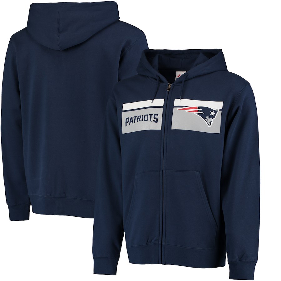 New England Patriots Majestic Touchback Full Zip Hoodie Navy New England Patriots Majestic Touchback Full Zip Hoodie Navy