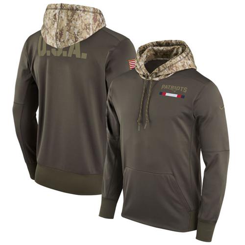 Men's New England Patriots Nike Olive Salute to Service Sideline Therma Pullover Hoodie Men's New England Patriots Nike Olive Salute to Service Sideline Therma Pullover Hoodie