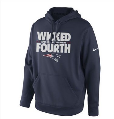 New England Patriots Nike Super Bowl XLIX Champions Celebration Multi Champs Slogan Pullover Hoodie Navy Blue