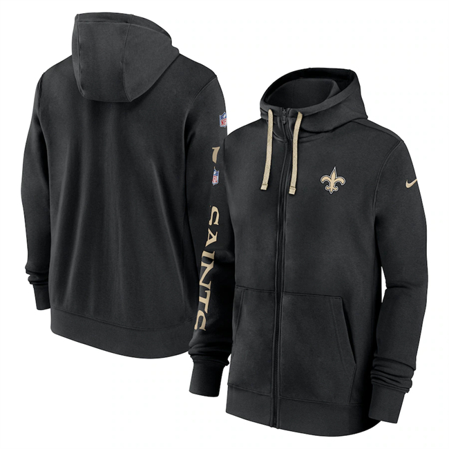 Men's New Orleans Saints Black 2024 Team Full-Zip Hoodie Men's New Orleans Saints Black 2024 Team Full-Zip Hoodie
