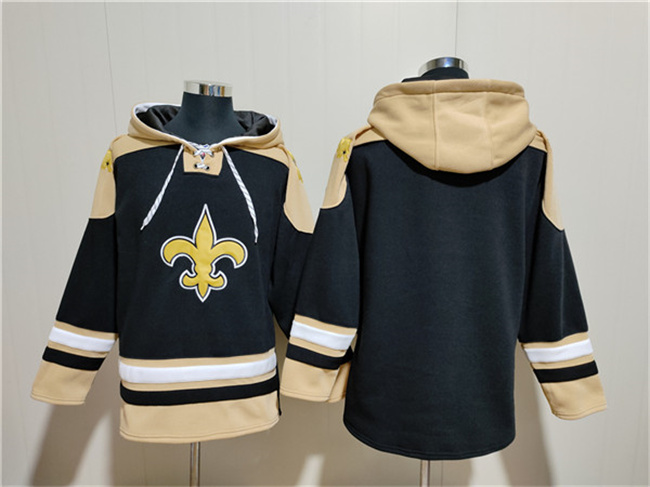 Men's New Orleans Saints Blank Black Ageless Must-Have Lace-Up Pullover Hoodie Men's New Orleans Saints Blank Black Ageless Must-Have Lace-Up Pullover Hoodie