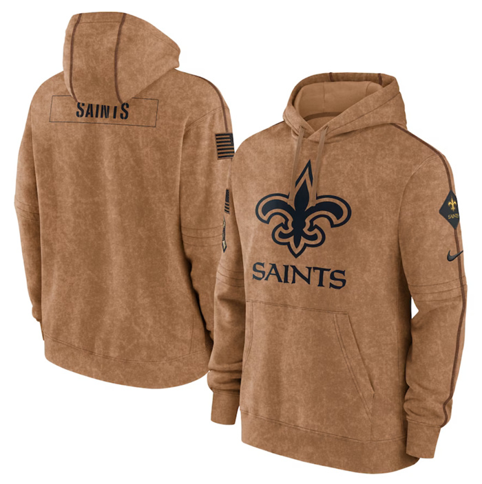 Men's New Orleans Saints 2023 Brown Salute To Service Pullover Hoodie Men's New Orleans Saints 2023 Brown Salute To Service Pullover Hoodie
