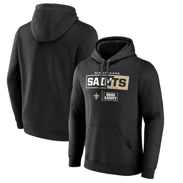 Men's New Orleans Saints Black X Bud Light Pullover Hoodie Men's New Orleans Saints Black X Bud Light Pullover Hoodie