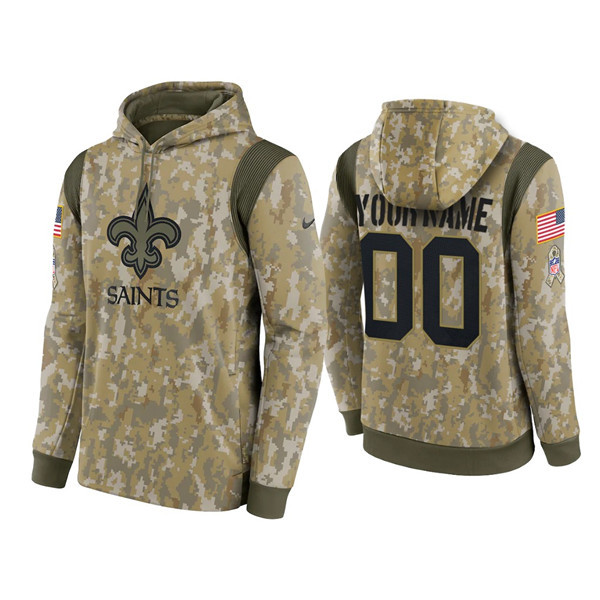 Men's New Orleans Saints Active Player Custom Camo 2021 Salute To Service Therma Performance Pullover Hoodie Men's New Orleans Saints Active Player Custom Camo 2021 Salute To Service Therma Performance Pullover Hoodie
