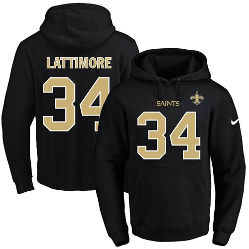 Nike Saints #34 Marshon Lattimore Black Name & Number Pullover NFL Hoodie Nike Saints #34 Marshon Lattimore Black Name & Number Pullover NFL Hoodie