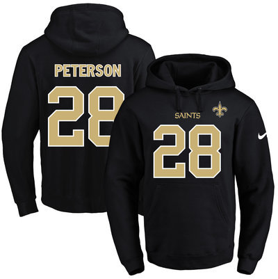 Nike Saints #28 Adrian Peterson Black Name & Number Pullover NFL Hoodie Nike Saints #28 Adrian Peterson Black Name & Number Pullover NFL Hoodie