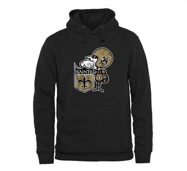 Men's New Orleans Saints Pro Line Black Throwback Logo Pullover Hoodie