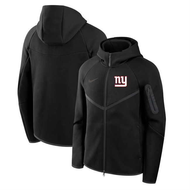 Men's New York Giants Black Tech Fleece Full-Zip Windrunner Hoodie Men's New York Giants Black Tech Fleece Full-Zip Windrunner Hoodie