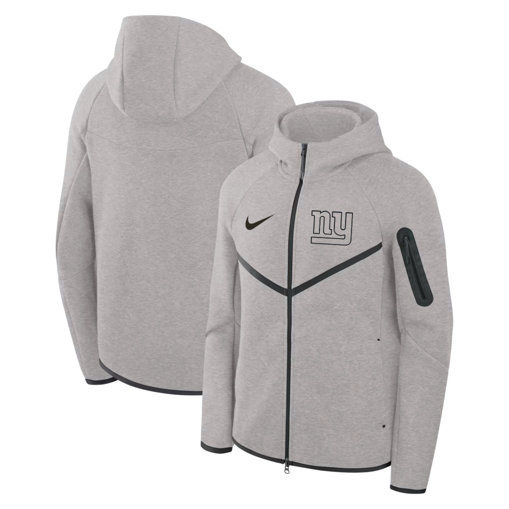 Men's New York Giants Grey Tech Fleece Windrunner Full-Zip Hoodie Men's New York Giants Grey Tech Fleece Windrunner Full-Zip Hoodie