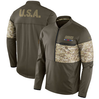 Nike Giants Olive Salute to Service Sideline Hybrid Half-Zip Pullover Jacket Nike Giants Olive Salute to Service Sideline Hybrid Half-Zip Pullover Jacket