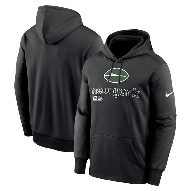 Men's New York Jets Black Performance Pullover Hoodie Men's New York Jets Black Performance Pullover Hoodie