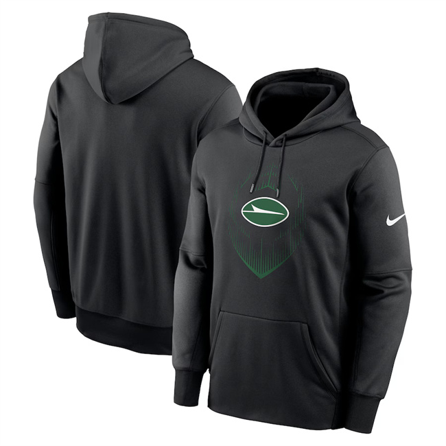 Men's New York Jets Black Icon Performance Pullover Hoodie Men's New York Jets Black Icon Performance Pullover Hoodie