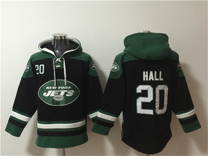 Men's New York Jets #20 Breece Hall Black Ageless Must-Have Lace-Up Pullover Hoodie Men's New York Jets #20 Breece Hall Black Ageless Must-Have Lace-Up Pullover Hoodie