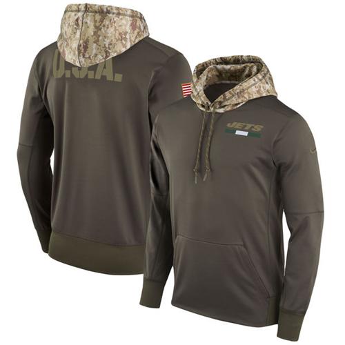 Men's New York Jets Nike Olive Salute to Service Sideline Therma Pullover Hoodie Men's New York Jets Nike Olive Salute to Service Sideline Therma Pullover Hoodie
