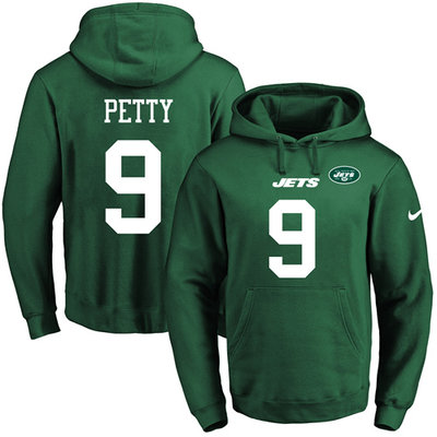 Nike Jets #9 Bryce Petty Green Name & Number Pullover NFL Hoodie Nike Jets #9 Bryce Petty Green Name & Number Pullover NFL Hoodie