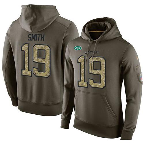 NFL Men's Nike New York Jets #19 Devin Smith Stitched Green Olive Salute To Service KO Performance Hoodie NFL Men's Nike New York Jets #19 Devin Smith Stitched Green Olive Salute To Service KO Performance Hoodie