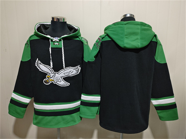 Men's Philadelphia Eagles Blank Black Ageless Must-Have Lace-Up Pullover Hoodie Men's Philadelphia Eagles Blank Black Ageless Must-Have Lace-Up Pullover Hoodie