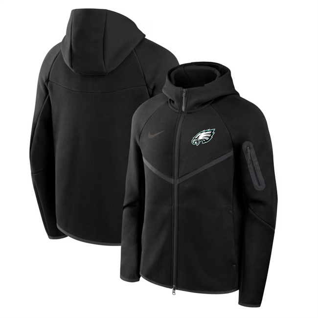 Men's Philadelphia Eagles Black Tech Fleece Full-Zip Windrunner Hoodie Men's Philadelphia Eagles Black Tech Fleece Full-Zip Windrunner Hoodie