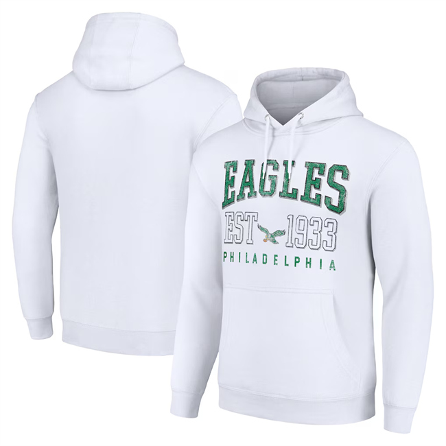 Men's Philadelphia Eagles White Throwback Logo Pullover Hoodie Men's Philadelphia Eagles White Throwback Logo Pullover Hoodie