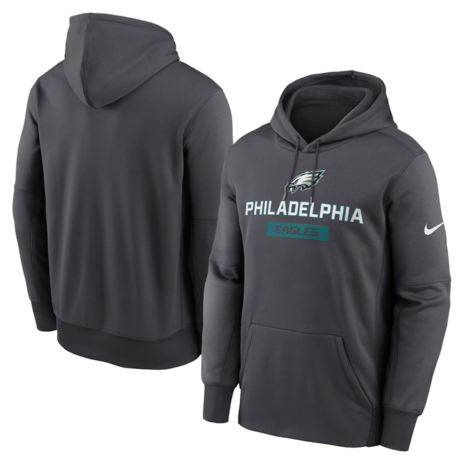 Men's Philadelphia Eagles Anthracite Toss Sweep Performance Pullover Hoodie Men's Philadelphia Eagles Anthracite Toss Sweep Performance Pullover Hoodie