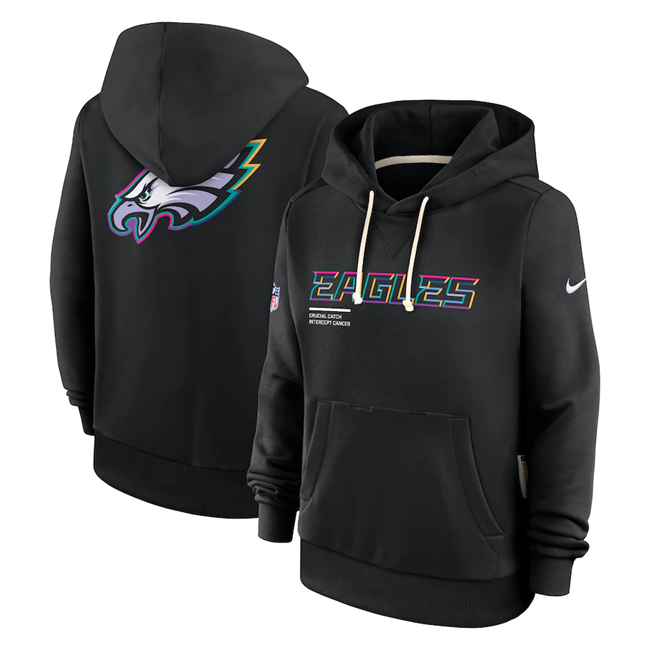 Women's Philadelphia Eagles Black 2025 Crucial Catch Club Pullover Hoodie(Run Small) Women's Philadelphia Eagles Black 2025 Crucial Catch Club Pullover Hoodie(Run Small)