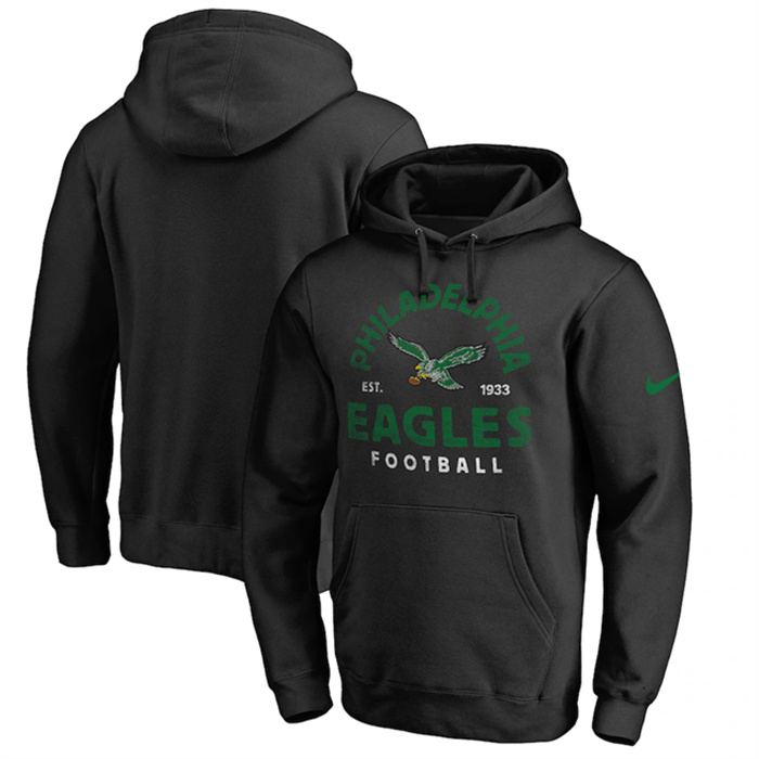 Men's Philadelphia Eagles Black Sideline Pullover Hoodies Men's Philadelphia Eagles Black Sideline Pullover Hoodies