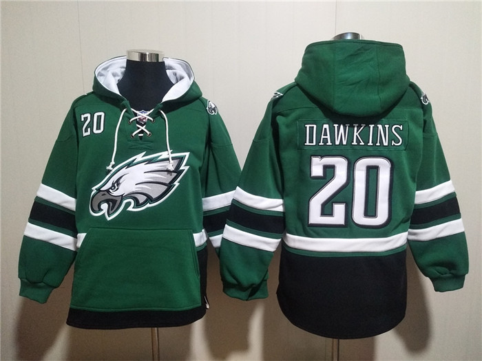 Men's Philadelphia Eagles #20 Brian Dawkins Green Ageless Must-Have Lace-Up Pullover Hoodie Men's Philadelphia Eagles #20 Brian Dawkins Green Ageless Must-Have Lace-Up Pullover Hoodie