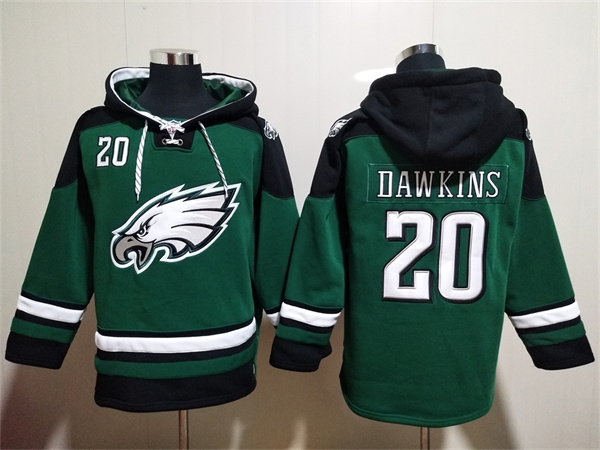 Men's Philadelphia Eagles #20 Brian Dawkins Green Lace-Up Pullover Hoodie Men's Philadelphia Eagles #20 Brian Dawkins Green Lace-Up Pullover Hoodie