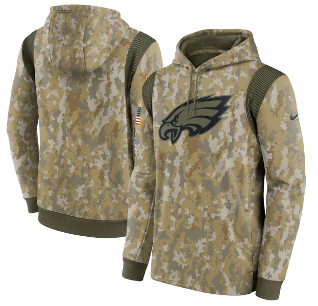 Men's Philadelphia Eagles Camo 2021 Salute To Service Therma Performance Pullover Hoodie Men's Philadelphia Eagles Camo 2021 Salute To Service Therma Performance Pullover Hoodie