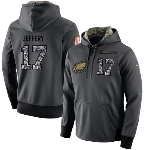 NFL Men's Nike Philadelphia Eagles #17 Alshon Jeffery Stitched Black Anthracite Salute to Service Player Performance Hoodie NFL Men's Nike Philadelphia Eagles #17 Alshon Jeffery Stitched Black Anthracite Salute to Service Player Performance Hoodie