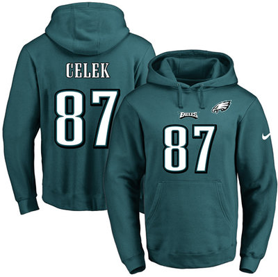 Nike Eagles #87 Brent Celek Midnight Green Name & Number Pullover NFL Hoodie Nike Eagles #87 Brent Celek Midnight Green Name & Number Pullover NFL Hoodie
