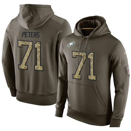NFL Men's Nike Philadelphia Eagles #71 Jason Peters Stitched Green Olive Salute To Service KO Performance Hoodie NFL Men's Nike Philadelphia Eagles #71 Jason Peters Stitched Green Olive Salute To Service KO Performance Hoodie