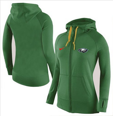 Women Nike Philadelphia Eagles Full-Zip Performance Hoodie Green Women Nike Philadelphia Eagles Full-Zip Performance Hoodie Green