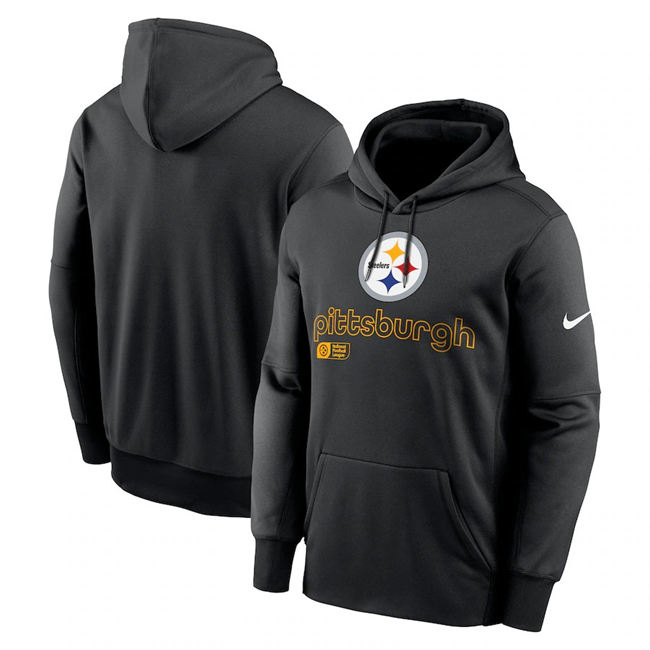 Men's Pittsburgh Steelers Black Performance Pullover Hoodie Men's Pittsburgh Steelers Black Performance Pullover Hoodie