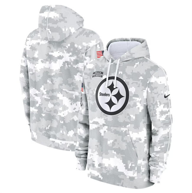 Men's Pittsburgh Steelers 2024 Arctic Camo Salute To Service Club Fleece Pullover Hoodie Men's Pittsburgh Steelers 2024 Arctic Camo Salute To Service Club Fleece Pullover Hoodie