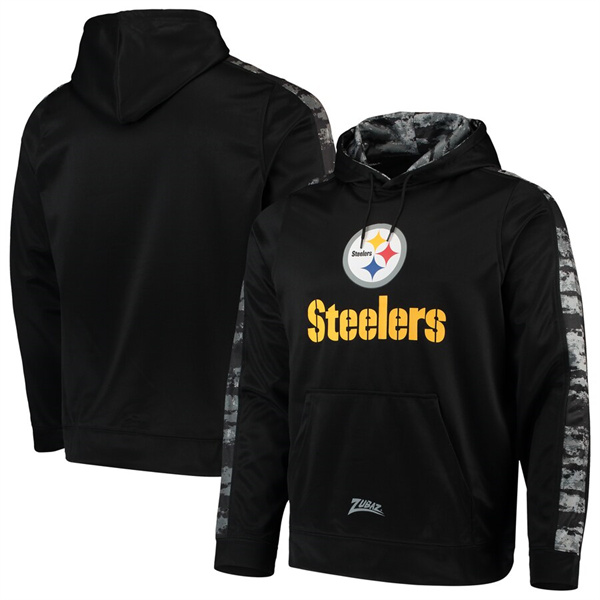 Men's Pittsburgh Steelers Zubaz Black Tonal Oxide Pullover Hoodie Men's Pittsburgh Steelers Zubaz Black Tonal Oxide Pullover Hoodie