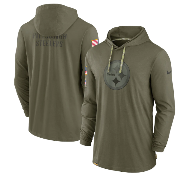 Men's Pittsburgh Steelers 2022 Olive Salute To Service Tonal Pullover Hoodie Men's Pittsburgh Steelers 2022 Olive Salute To Service Tonal Pullover Hoodie