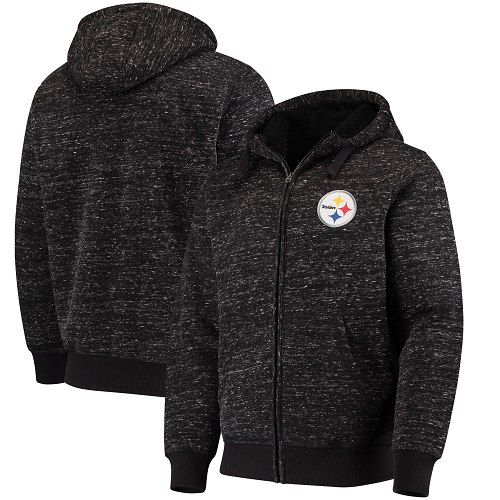 Men's Pittsburgh Steelers G-III Sports by Carl Banks Heathered Black Discovery Sherpa Full-Zip Jacket Men's Pittsburgh Steelers G-III Sports by Carl Banks Heathered Black Discovery Sherpa Full-Zip Jacket