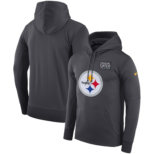 Men's Pittsburgh Steelers Nike Anthracite Crucial Catch Performance Pullover Hoodie Men's Pittsburgh Steelers Nike Anthracite Crucial Catch Performance Pullover Hoodie