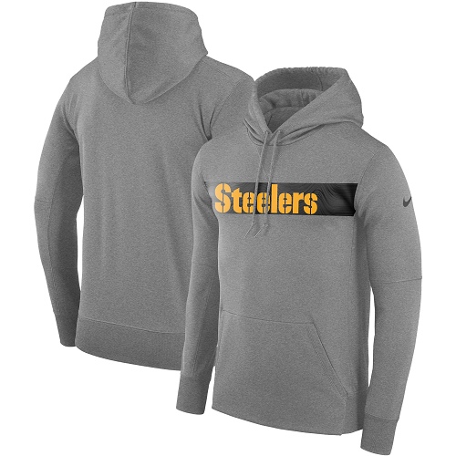 Men's Pittsburgh Steelers Nike Gray Sideline Team Performance Pullover Hoodie Men's Pittsburgh Steelers Nike Gray Sideline Team Performance Pullover Hoodie